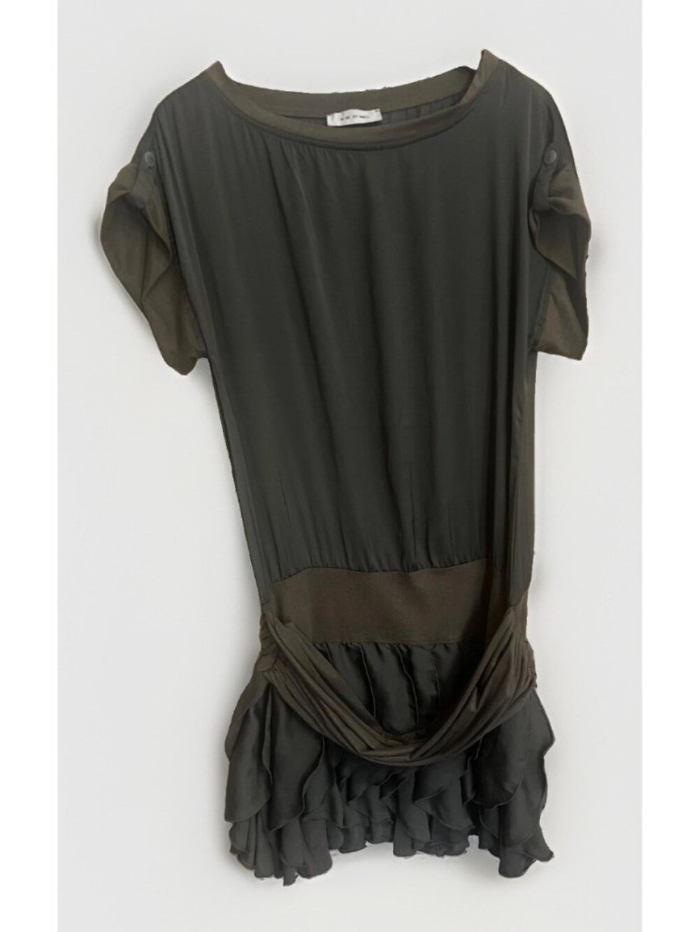 We Are Just Angels M Mini Dress Layered green Ruffle Flapper Boho Fairy Grunge